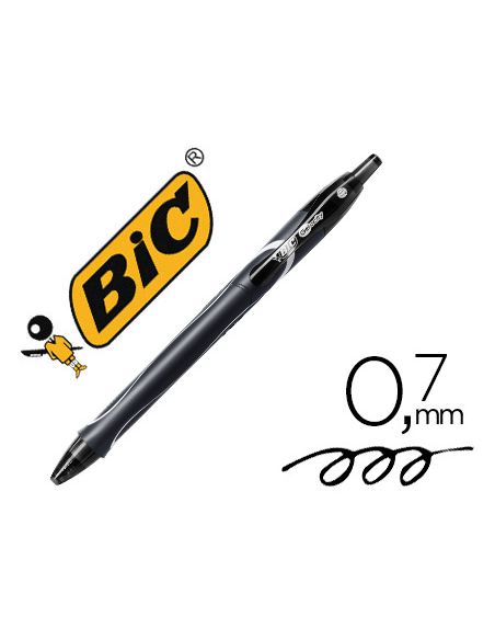 Boligrafo Negro  Bic Gelocity Quick Dry Retractil Tinta Gel Punta De 0,7 Mm