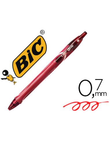 Boligrafo Rojo Bic Gelocity Quick Dry Retractil Tinta Gel Punta De 0,7 Mm