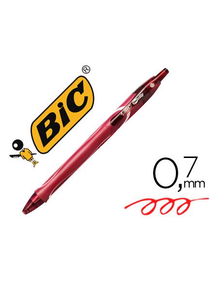 Boligrafo Rojo Bic Gelocity Quick Dry Retractil Tinta Gel Punta De 0,7 Mm