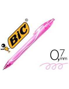 Boligrafo Bic Gelocity Quick Dry Retractil Tinta Gel Rosa Punta De 0,7 Mm