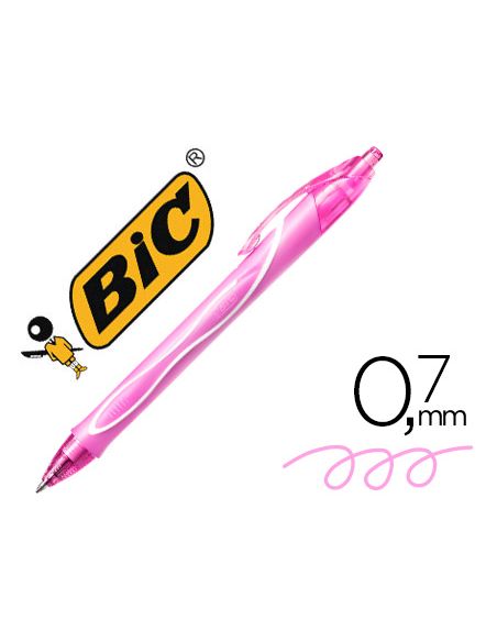 Boligrafo Bic Gelocity Quick Dry Retractil Tinta Gel Rosa Punta De 0,7 Mm