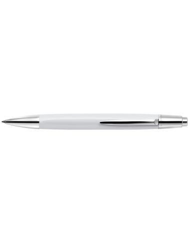 Boligrafo Caran D'Ache Alchemix Cuerpo Laca Blanca Adornos Cromados Brillante Con Estuche Punta Media