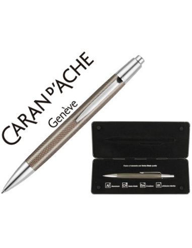 Boligrafo Caran D'Ache Alchemix Cuerpo Piel De Reptil Adornos Cromados Brillante Con Estuche Punta