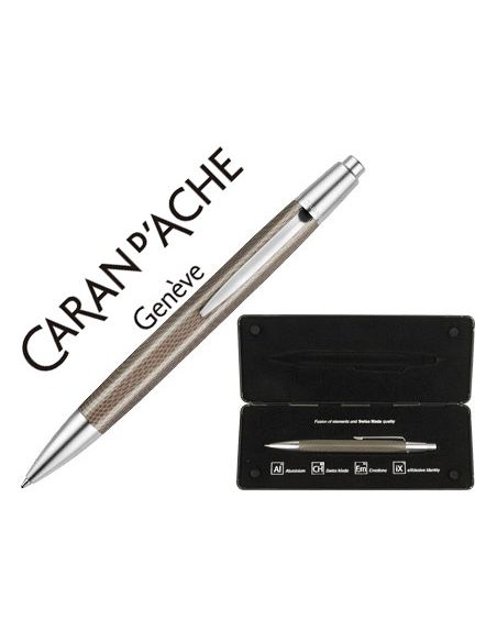 Boligrafo Caran D'Ache Alchemix Cuerpo Piel De Reptil Adornos Cromados Brillante Con Estuche Punta