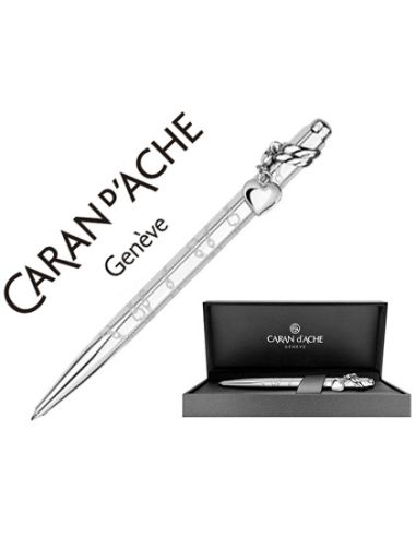 Boligrafo Caran D'Ache Ecridor Mademoiselle Placado Paladio Corazon Con Estuche Punta Media