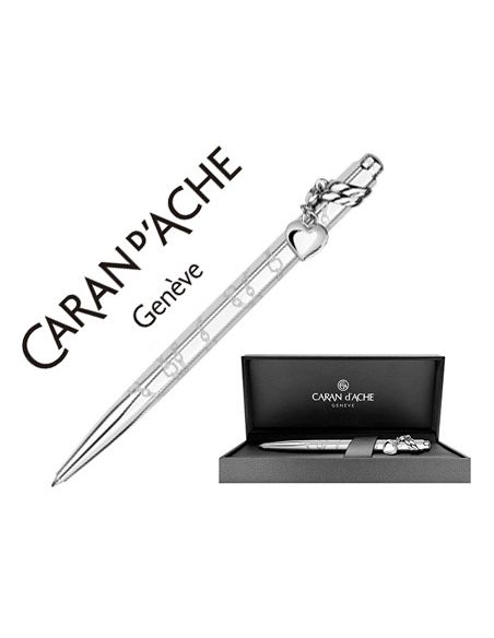 Boligrafo Caran D'Ache Ecridor Mademoiselle Placado Paladio Corazon Con Estuche Punta Media