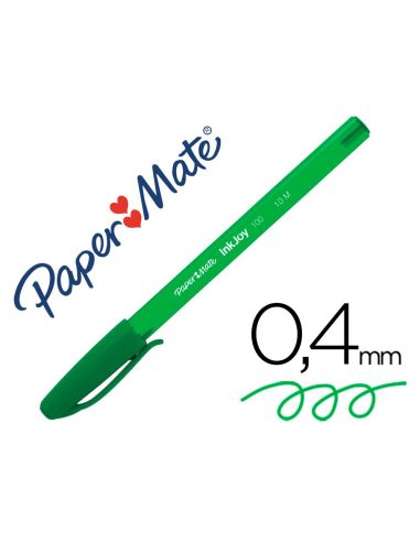 Boligrafo Verde Paper Mate Inkjoy 100 Punta Media Trazo 1 Mm