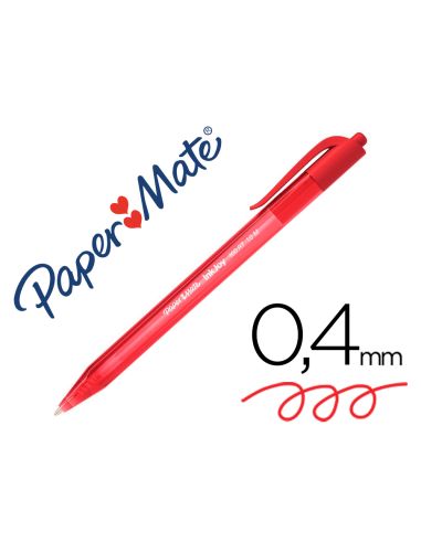 Boligrafo Rojo Paper Mate Inkjoy 100 Retractil Punta Media