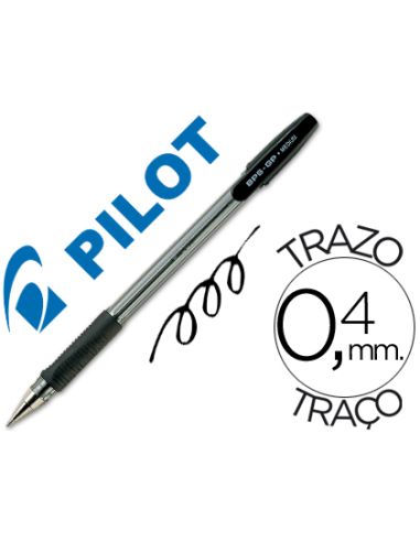 Boligrafo Negro Pilot Bps-Gp Sujecion De Caucho Tinta Base De Aceite Con Capuchon
