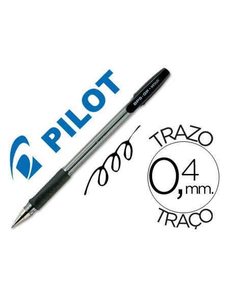 Boligrafo Negro Pilot Bps-Gp Sujecion De Caucho Tinta Base De Aceite Con Capuchon