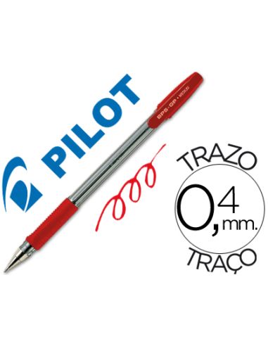 Boligrafo Rojo Pilot Bps-Gp Sujecion De Caucho Tinta Base De Aceite Con Capuchon