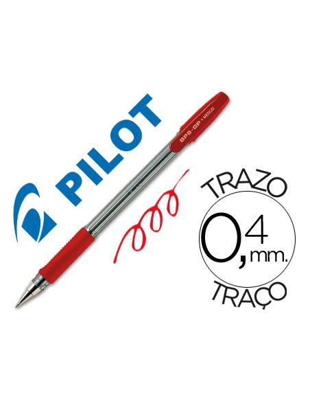 Boligrafo Rojo Pilot Bps-Gp Sujecion De Caucho Tinta Base De Aceite Con Capuchon