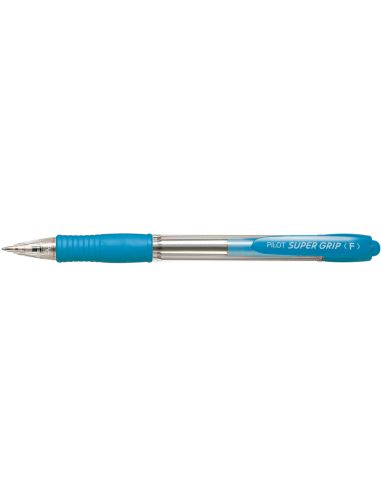 Boligrafo Celeste Pilot Super Grip Retractil Sujecion De Caucho Tinta Base De Aceite