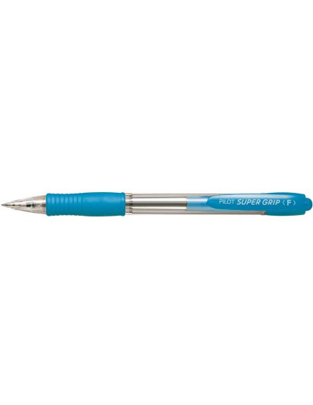 Boligrafo Celeste Pilot Super Grip Retractil Sujecion De Caucho Tinta Base De Aceite