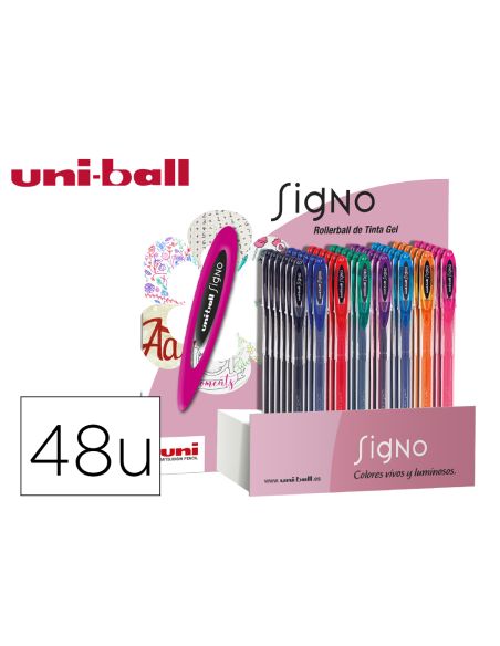 Boligrafo Uni Ball Um-120 Signo 0,7 Mm Tinta Gel Expositor De 48 Colores Basicos