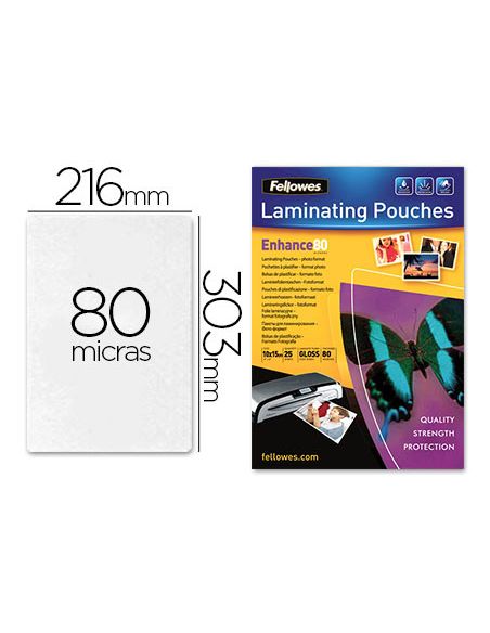 Bolsa De Plastificar Fellowes Brillo Din A4 80 Mc Pack 25 Unidades
