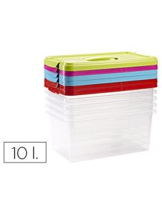 Caja Multiusos Plastico 10 L Numero 24 Tapa De Color Con Asa 385X230X175 Mm