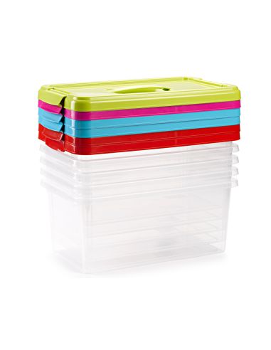 Caja Multiusos Plastico 10 L Numero 24 Tapa De Color Con Asa 385X230X175 Mm