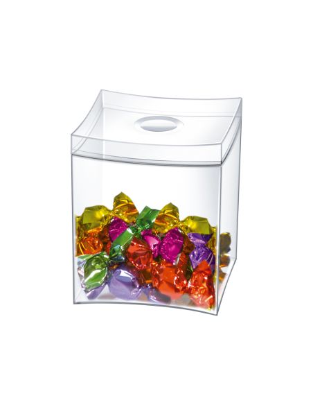 Caja Para Caramelos Cep Con Tapa Desmontable Poliestireno Transparente 90X90X115 Mm