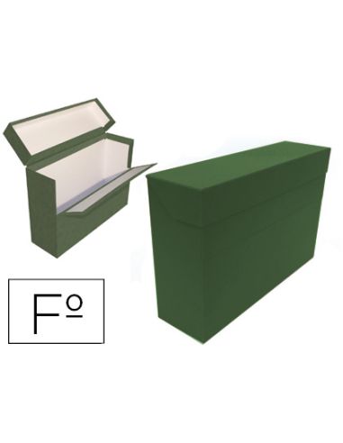 Caja Transferencia Mariola Folio Doble Carton Forrado Geltex Lomo 20 Cm Color Verde