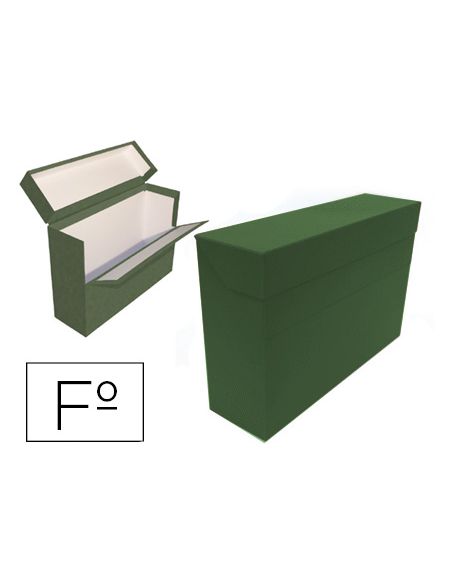 Caja Transferencia Mariola Folio Doble Carton Forrado Geltex Lomo 20 Cm Color Verde