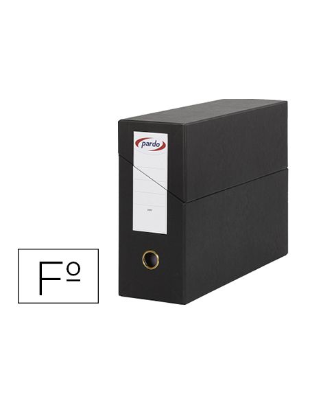 Caja Transferencia Pardo Folio Forrado Extra Doble Lomo 80 Mm Estuche Interior Con Tarjetero Negra