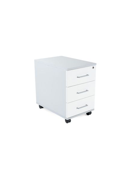 Cajonera Rocada Con Tres Cajones Serie Store 60X40X60 Cm Acabado Gris/Blanco