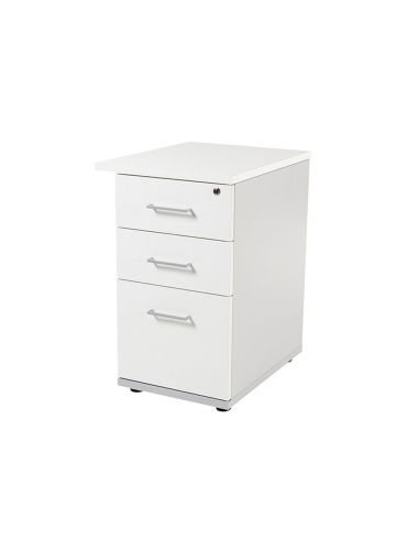 Cajonera Rocada Con Dos Cajones Y Un Carpetero Serie Store 60X47X74 Cm Acabado Gris/Blanco