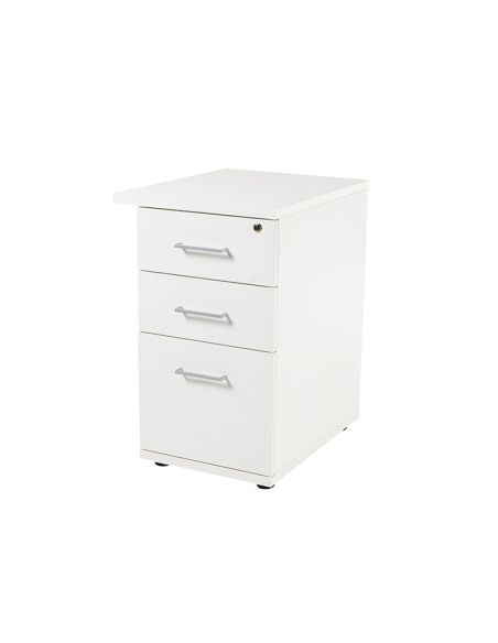 Cajonera Rocada Con Dos Cajones Y Un Carpetero Serie Store 60X47X74 Cm Acabado Blanco/Blanco