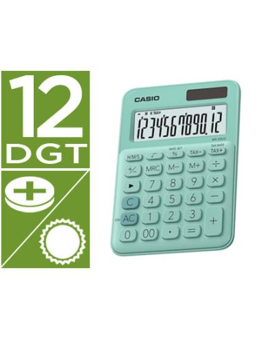 Calculadora Casio Ms-20Uc-Gn Sobremesa 12 Digitos Tax +/- Color Verde