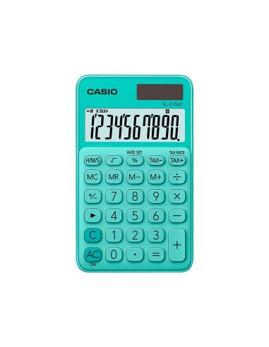 Calculadora Casio Sl-310Uc-Gn Bolsillo 10 Digitos Tax +/- Tecla Color Verde