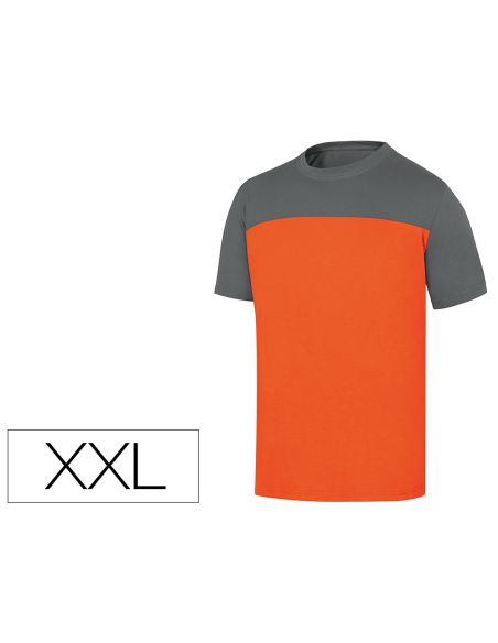 Camiseta De Algodon Deltaplus Color Gris/Naranja Talla Xxl