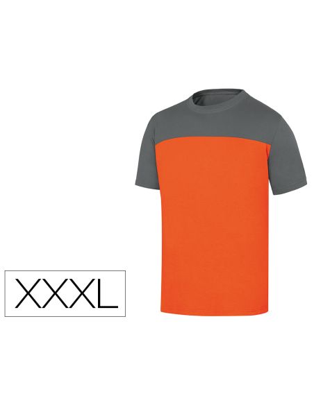 Camiseta De Algodon Deltaplus Color Gris/Naranja Talla 3Xl