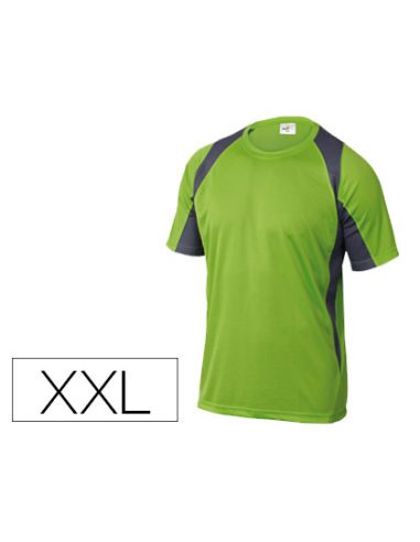 Camiseta Deltaplus Poliester Manga Corta Cuello Redondo Tratamiento Secado Rapido Color Verde-Gris Talla Xxl