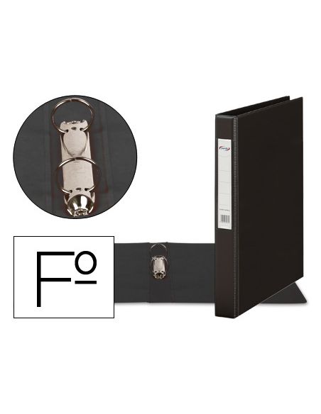 Carpeta 2 Anillas 25 Mm Plastico Pardo Folio Negro