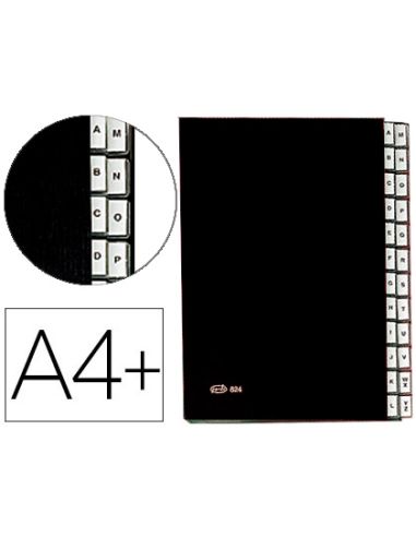Carpeta Clasificadora Fuelle Pardo Carton Compacto Folio 24 Departamentos Visor Doble Personalizables Color Negro