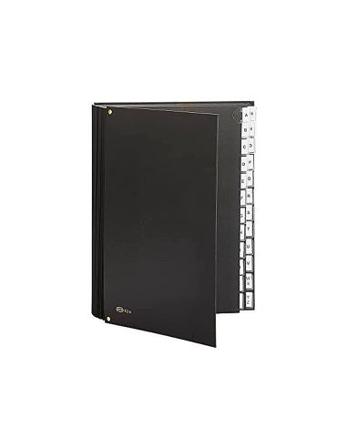 Carpeta Clasificadora Fuelle Pardo Carton Compacto Folio 24 Departamentos Visor Doble Personalizables Color Negro