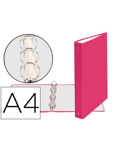 Carpeta De 4 Anillas 30Mm Redondas Exacompta A4 Carton Forrado Rosa