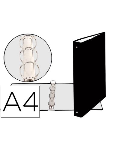 Carpeta De 4 Anillas 30Mm Redondas Exacompta Din A4 Carton Forrado Negra