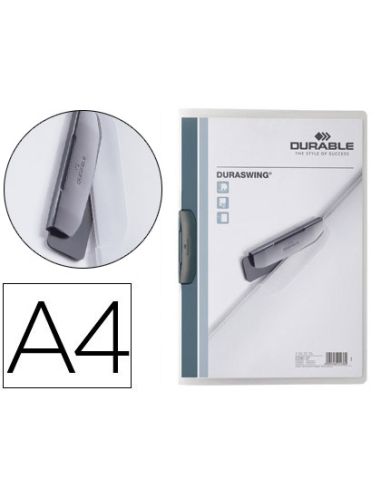 Carpeta Durable Duraswing Dossier Pinza Lateral Giratoria Polipropileno Din A4 Grafito 30 Hojas