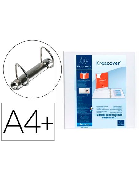 Carpeta Exacompta Canguro 2 Anillas 60 Mm Din A4+ Carton Forrado Polipropileno Personalizable 3 Bolsillos|Libreriasalesiana