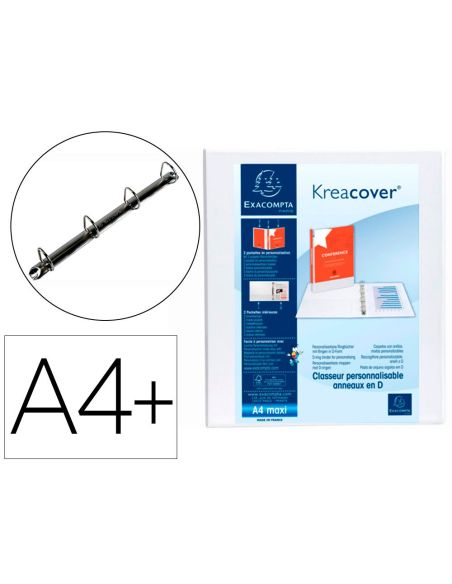 Carpeta Exacompta Canguro 4 Anillas 16 Mm Din A4+ Carton Forrado Polipropileno Personalizable 3 Bolsillos|Libreriasalesiana