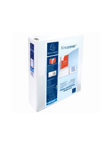 Carpeta Exacompta Canguro 4 Anillas 60 Mm Din A4+ Carton Forrado Polipropileno Personalizable 3 Bolsillos