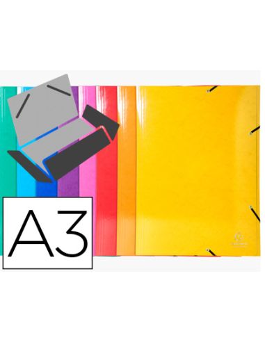 Carpeta Exacompta Iderama Gomas Carton 600 Gr Tres Solapas Din A3 Colores Surtidos