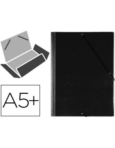 Carpeta Saro Gomas Tres Solapas Plastico Cuarto Color Negro