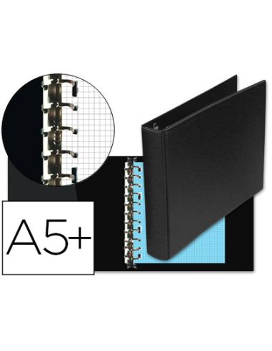 Carpeta Multifin Alfa 3002-G 11 Anillas 39 Mm Plastico Cuarto Negro 155X215 Mm