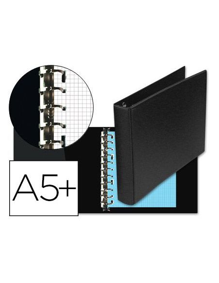 Carpeta Multifin Alfa 3002-G 11 Anillas 39 Mm Plastico Cuarto Negro 155X215 Mm