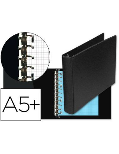 Carpeta Multifin Alfa 3002-M 11 Anillas 24 Mm Plastico Cuarto Negro 155X215 Mm