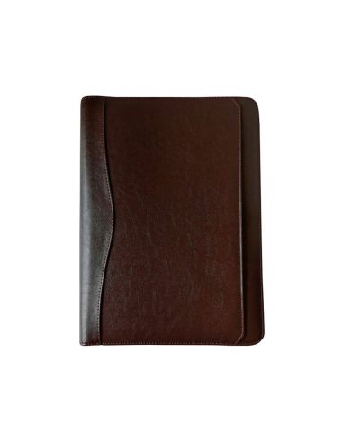 Carpeta Portafolios Q-Connect Cremallera 4 Anillas 20 Mm Concalculadora Con Bolsa Para Movil Color Marron 260X355 Mm