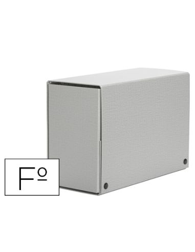 Carpeta Proyectos Pardo Folio Lomo 200 Mm Carton Forrado Gris Con Broche
